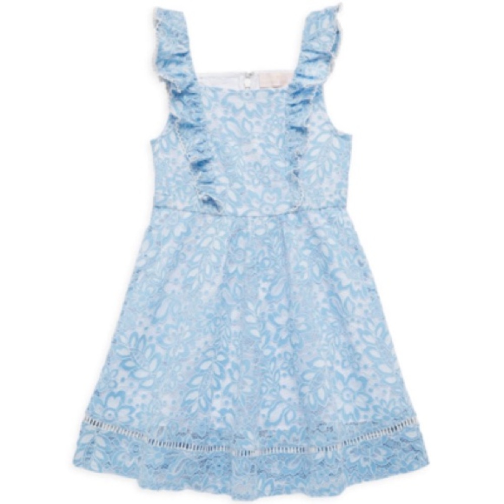 Rachel Parcell LITTLE GIRL'S FLORAL PRINT EYELET DRESS IN PERIWINKLE
